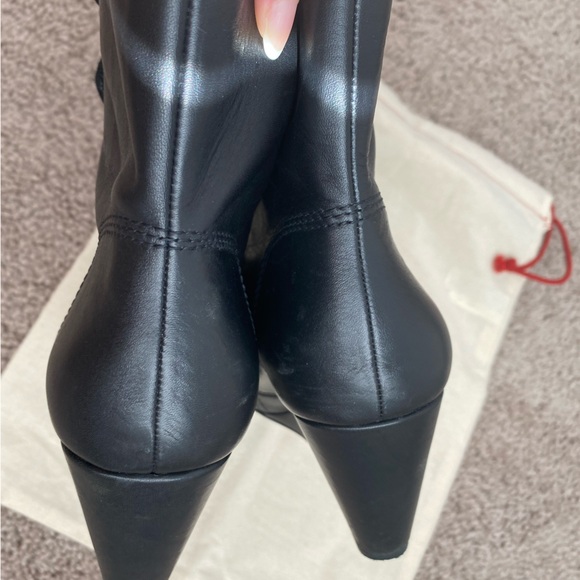 Zara SRPLS Real Leather High Wedge Black Ankle Boots Booties Zip Size 8 / 39 - Picture 9 of 16